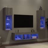 5 Piece TV Wall Units with LED Grey Sonoma Engineered Wood 3216602