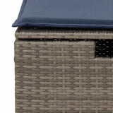 Garden Stool with Cushion Grey 55 x 55 x 37 cm Poly Rattan 366153