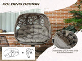 Swivel Egg Chair with Cushions, Foldable Basket Seat and Metal Frame, Indoor Outdoor Lounge Chair T3398P315977