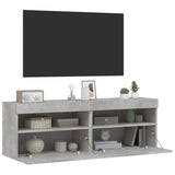 TV Wall Cabinets with LED Lights 2 pcs Concrete Grey 60x30x40 cm 837190