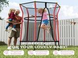 Kids Trampoline Mini Bouncer with Enclosure Safety Net For Ages 3-10 Years - Red T3398P348060