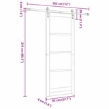 Sliding Door White 83 x 211 cm Solid Pine Wood and Glass 3332336