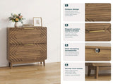 60cm Walnut Shoe Cabinet, Mid-Century Modern Freestanding Shoe Cabinet, Freestanding Organizer with W6296P540568