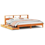 Bookcase Bed without Mattress Wax Brown 200x200 cm Solid Wood Pine 3309799