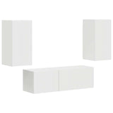 TV Wall Cabinet Set Wall-mounted 4 pcs White Engineered Wood 3408907