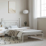Metal Bed Frame without Mattress with Headboard White 100x200cm 374383