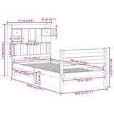 Bookcase Bed without Mattress 75x190 cm Small Single Solid Wood Pine 3321922