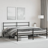 Metal Bed Frame without Mattress with Footboard Black 200x200cm 355390