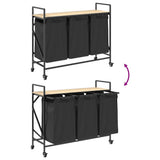 Laundry Basket 3 Compartments with Wheels Sonoma Oak 859091