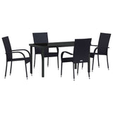 Garden Dining Set 5 pcs Black Powder-Coated Steel 3379403