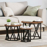 Nesting Side Table 3 pcs Smoked Oak Engineered Wood and Steel 868257