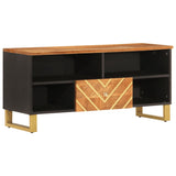 TV Cabinet Brown and Black 100x33.5x46 cm Solid Wood Mango 356799