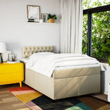 Box Spring Bed with Mattress Cream 120x200 cm Fabric 3285867