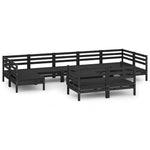 ZNTS 10 Piece Garden Lounge Set Black Solid Wood Pine 3083483