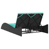 Sun Lounger with Cushions Black 114x205x73 cm Poly Rattan 368295
