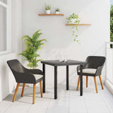 Garden Dining Set with Cushion 3 pcs Black Poly Rattan 3261670