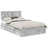 Storage Bed Concrete Grey 135 x 190 cm Engineered Wood 3412286
