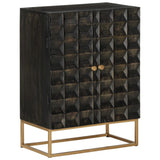 Sideboard Black 55x34x75 cm Solid Wood Mango and Iron 351679
