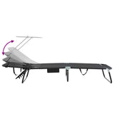 Folding Sun Lounger Folding Black 190 x 57 x 81 cm Oxford 42003129
