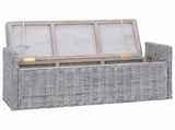 Storage Bench with Cushion White Wash 110 x 40 x 50 cm Rattan 42011574
