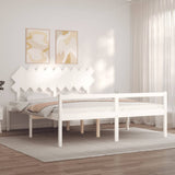 Senior Bed without Mattress White Super King Size Solid Wood 3195562