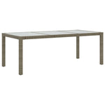 Garden Table Grey 190x90x75 cm Tempered Glass and Poly Rattan 316714