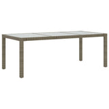 Garden Table Grey 190x90x75 cm Tempered Glass and Poly Rattan 316714