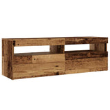 TV Cabinet with LED Lights Old Wood 120x35x40 cm Engineered Wood 856305