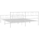 Metal Bed Frame without Mattress with Footboard White 193x203cm 355536