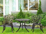 3 Piece Garden Bistro Set Aluminium Outdoor Furniture Set for 2 Patio Chairs and Table with Umbrella T3398P318668