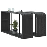 Storage Shelves 2 pcs Black Poly Rattan 365981
