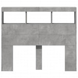Headboard Cabinet with LED Concrete Grey 120x17x102 cm 839192