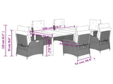 7 Piece Garden Dining Set with Cushions Grey Poly Rattan 3213311
