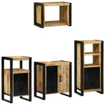 Bathroom Furniture Set with Shelf 4 pcs Brown Solid Mango Wood 3305670