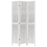 Room Divider 3 Panels White Solid Wood Paulownia 358671
