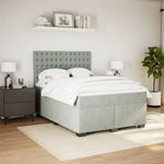 Box Spring Bed with Mattress Light Grey 140x190 cm Velvet 3290918