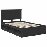 Bed Frame with Headboard Black 120 x 190 cm Solid Pine Wood 3409373