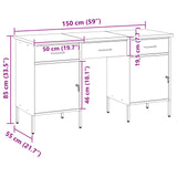 Work Cabinet with Drawer 3 pcs Black Engineered Wood and Steel 3321374