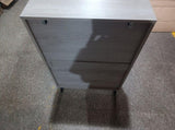 Concealed shoe cabinet featuring a 60 cm grey recessed-handle design and two flip-down drawers W6296P537661