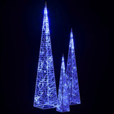 Acrylic Decorative LED Light Cone Set Blue 30/45/60cm 328969