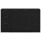 Sideboard with Drawer 3 pcs Black Oak Engineered Wood 3332544