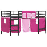 Kids'Loft Bed Frame with Curtains Black and Pink 80 x 200 cm 42020802