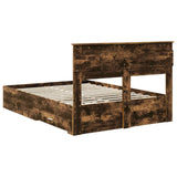 Bed Frame with Drawer Smoked Oak 140 x 190 cm Engineered Wood 3409983