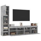 4 Piece TV Wall Units with LED Concrete Grey Engineered Wood 3216714