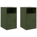 ZNTS Bedside Cabinets 2 pcs Olive Green 34.5x39x62 cm Steel 841772