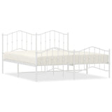 Metal Bed Frame without Mattress with Footboard White 183x213cm 373861