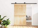 Sliding Door Natural and Black 85 x 210 cm Solid Pine Wood 3444973