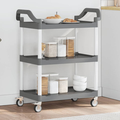 ZNTS 3-Tier Trolley Grey 81x41x92 cm Aluminium 30321