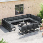 Garden Sofa Set with Cushion Black Aluminium 3378920