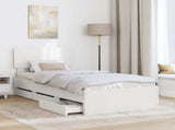 Bed Frame with Drawer White 100 x 200 cm Engineered Wood 3412213
